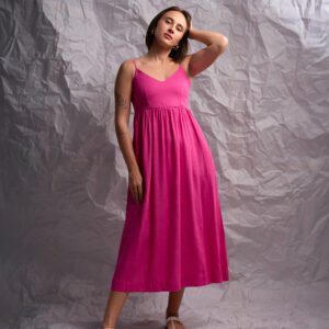 Women’s Pure Linen Spaghetti Strap Midi Dress