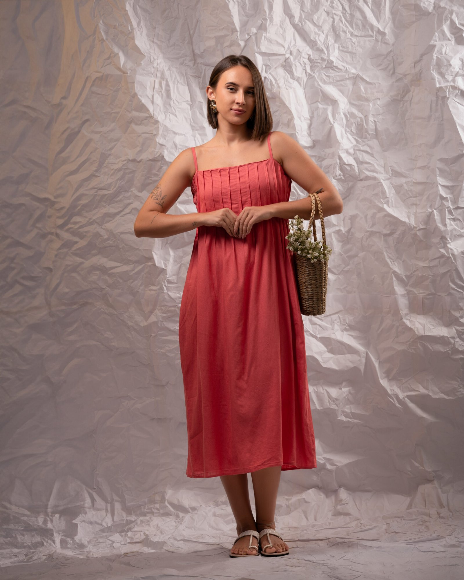 Women’s Pure Linen Spaghetti Strap Midi Dress - Image 3
