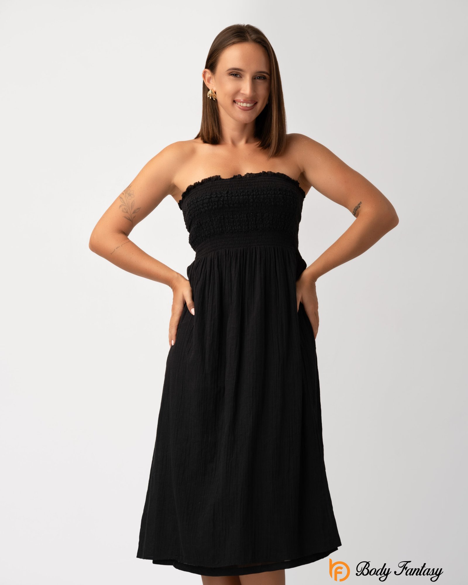 Women’s Strapless Smocked Midi Dress