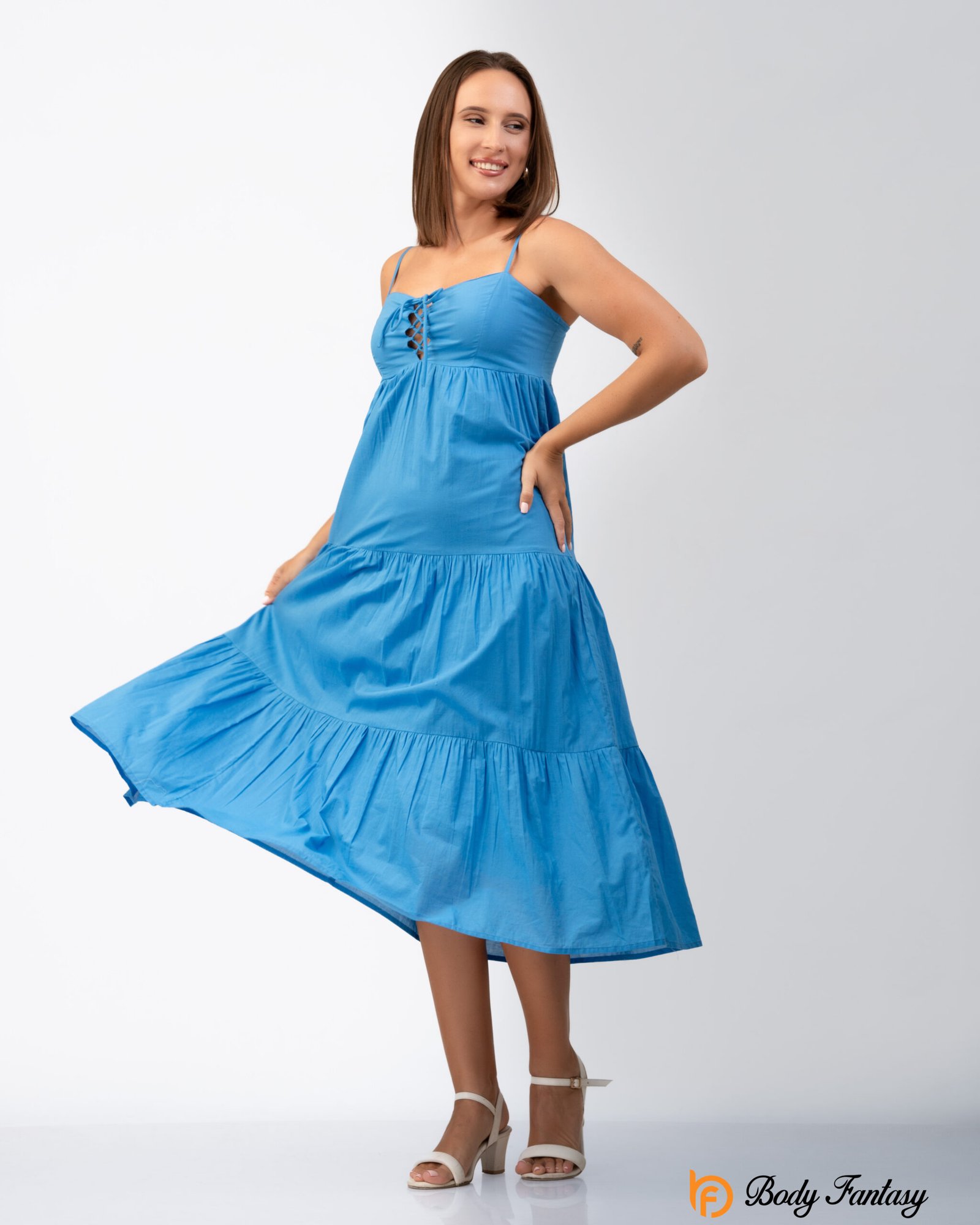 Women’s Lace-Up Front Midi Dress