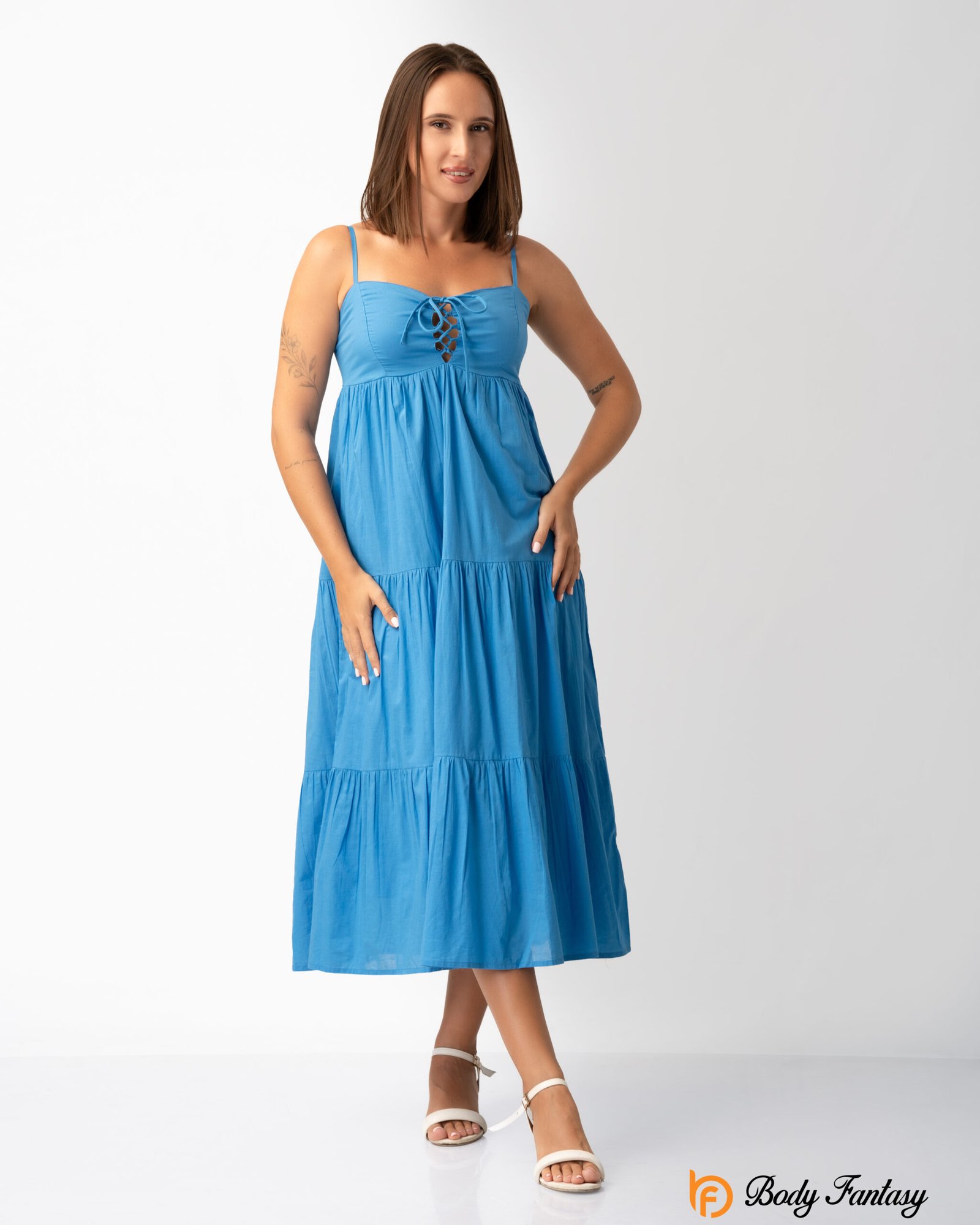 Women’s Lace-Up Front Midi Dress - Image 3
