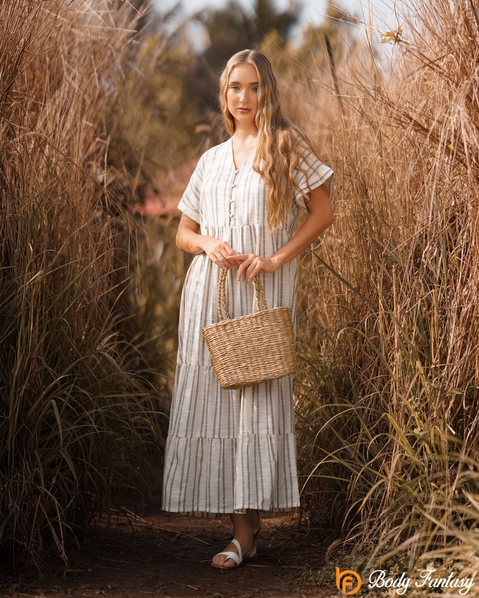 Willow Breeze Striped Midi Dress