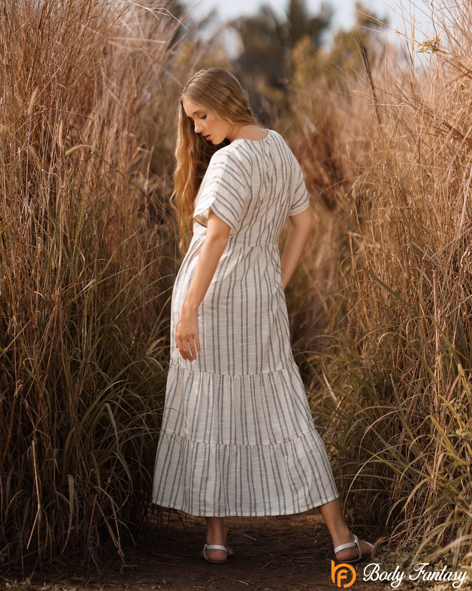 Willow Breeze Striped Midi Dress - Image 3