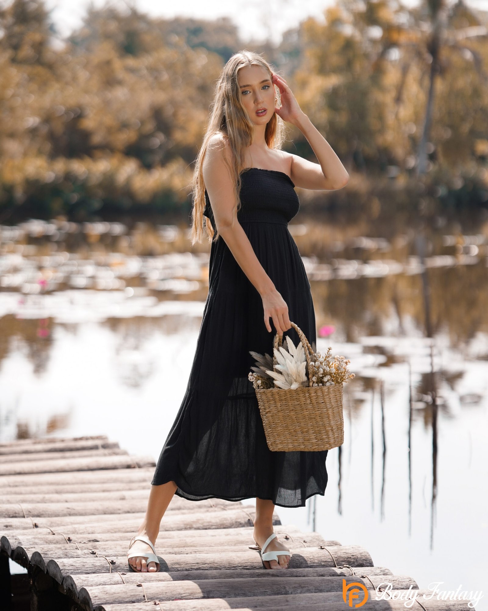 Midnight Flow Strapless Maxi Dress