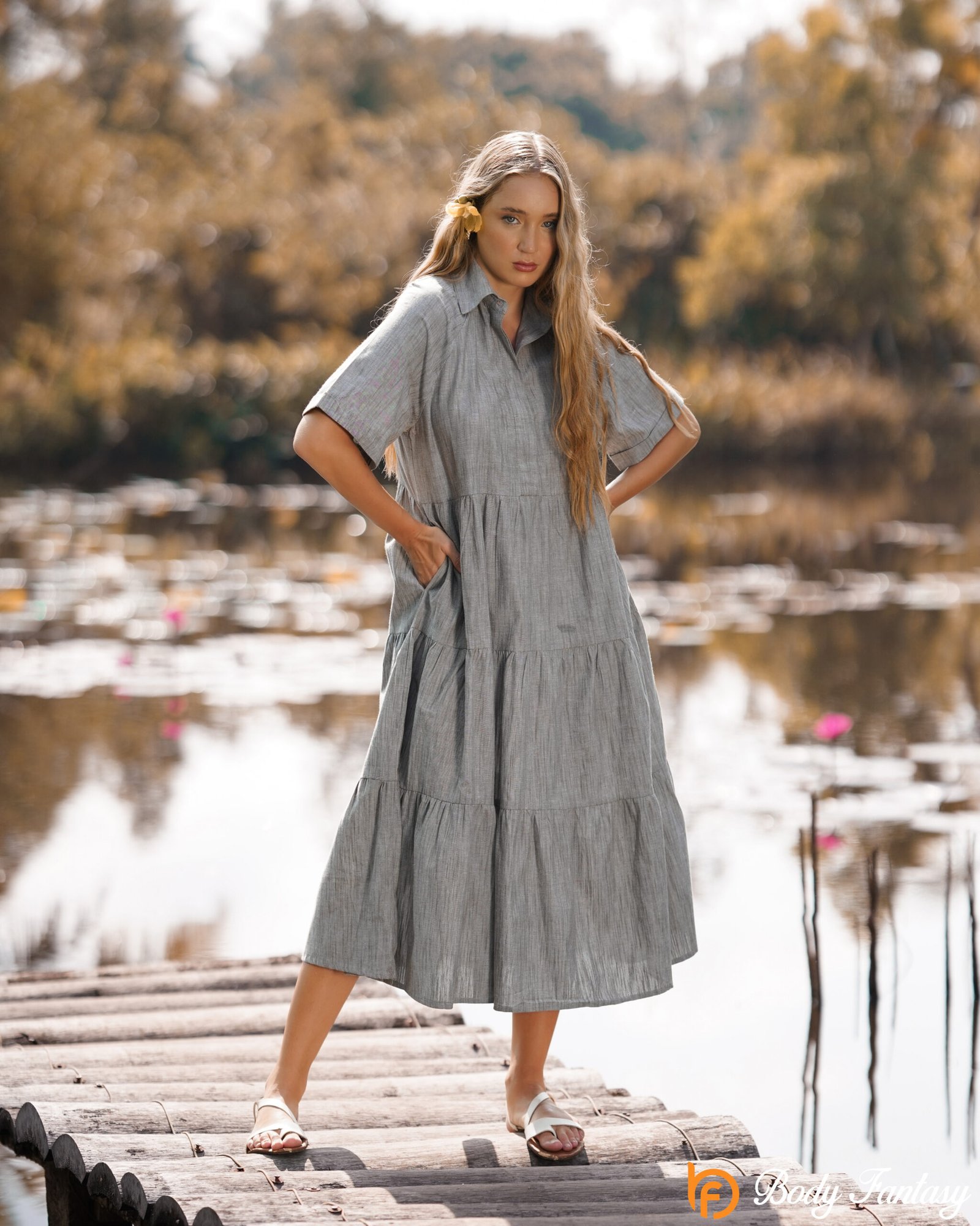 Willow Calm Tiered Midi Dress