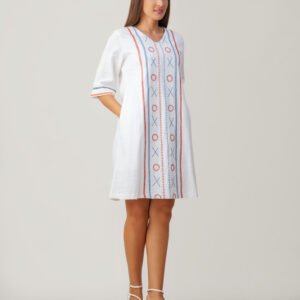 Ivory Folk Embroidered Mini Dress