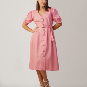 Blush Charm Belted Midi Dress
