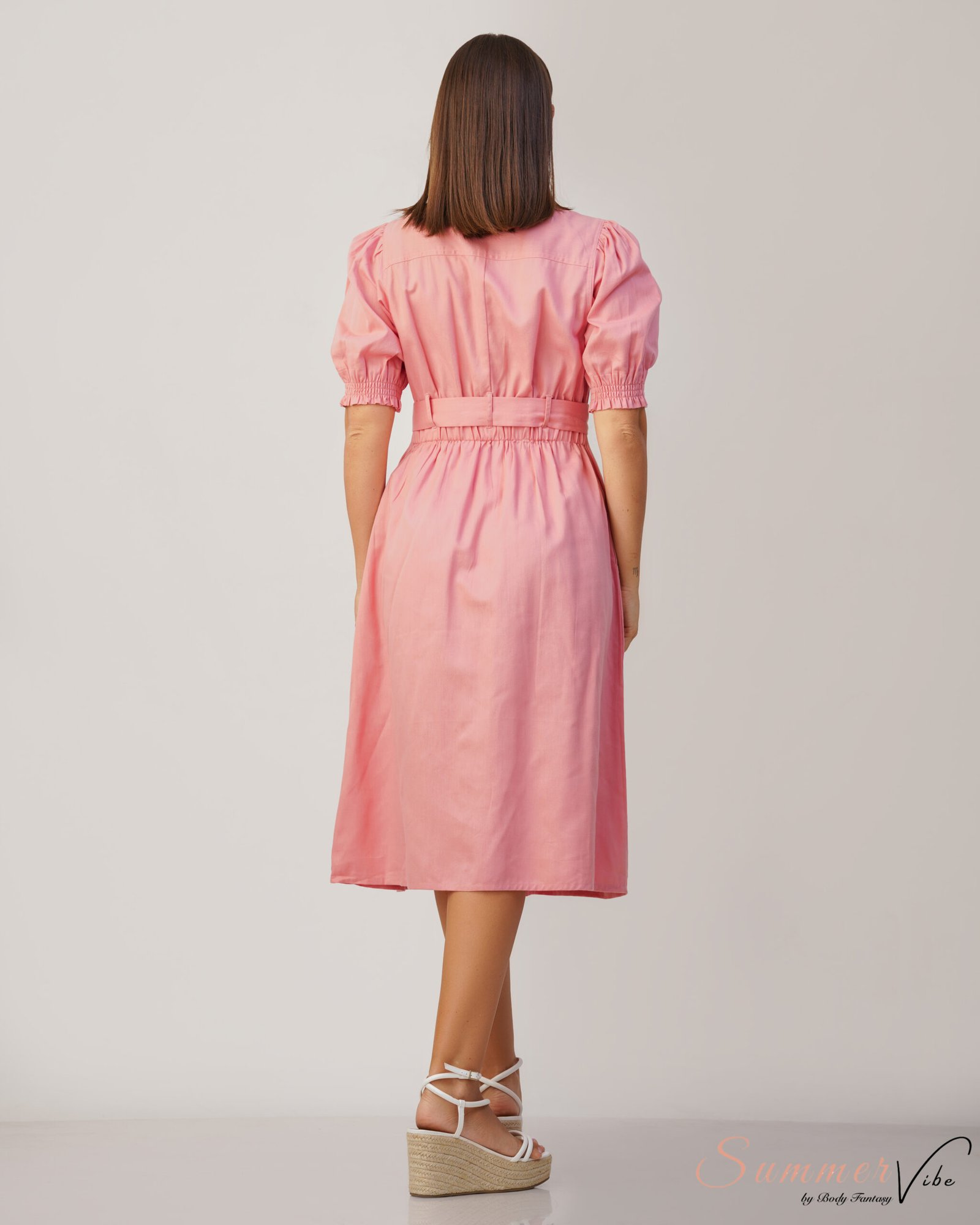 Blush Charm Belted Midi Dress - Image 3
