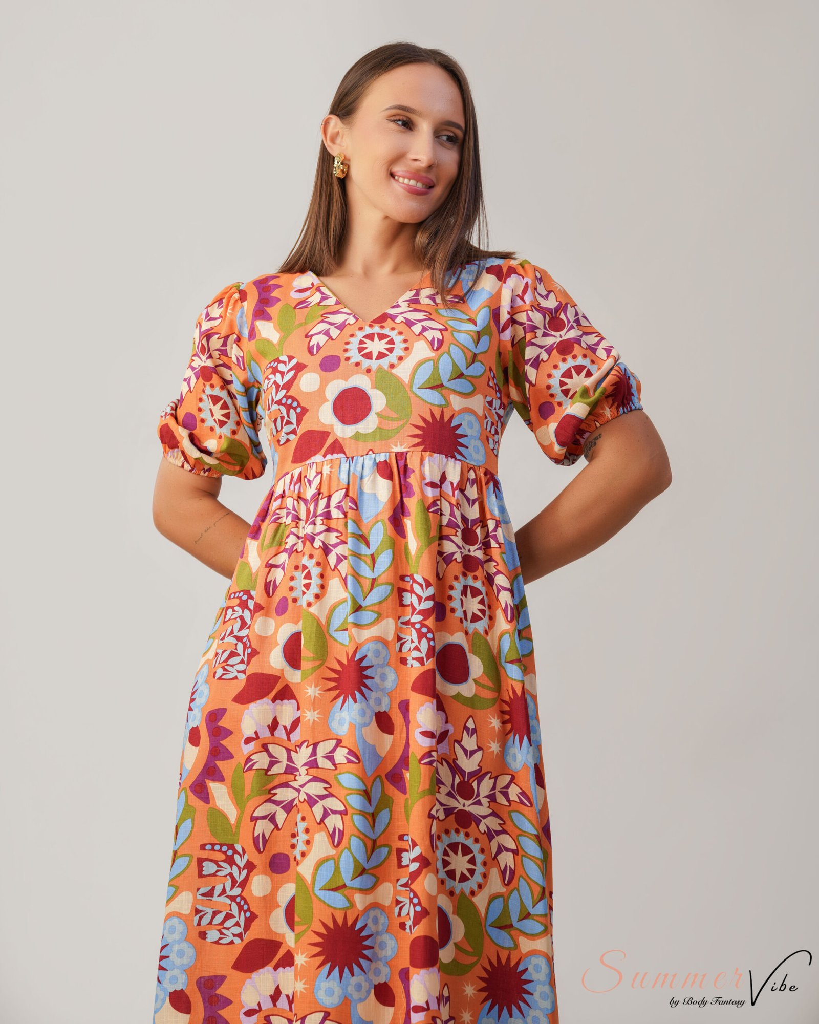 Sunset Garden Floral Midi Dress - Image 3