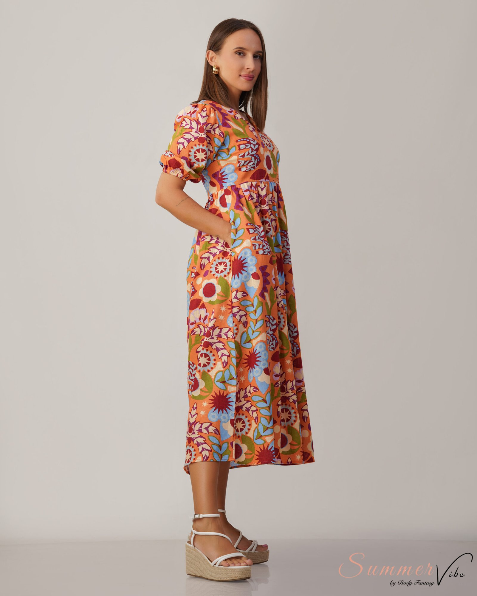 Sunset Garden Floral Midi Dress - Image 2