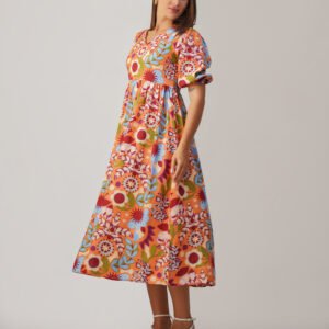 Sunset Garden Floral Midi Dress