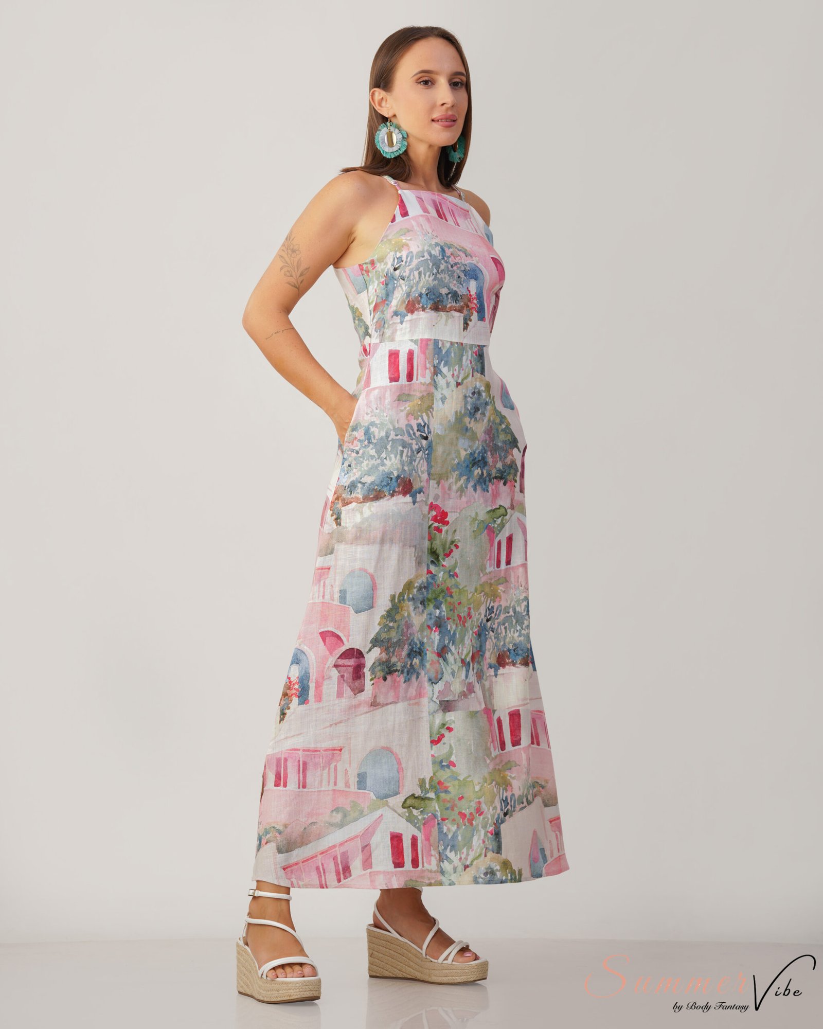 Mediterranean Garden Maxi Dress