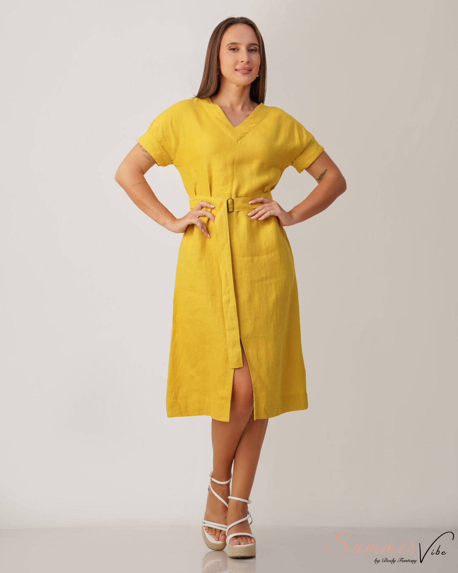Nora Belted Midi Dress