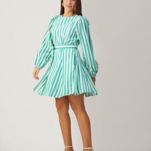 Emerald Stripe Breeze Mini Dress