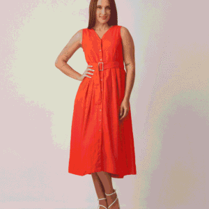 Sasha Scarlet Belted Midi Dress